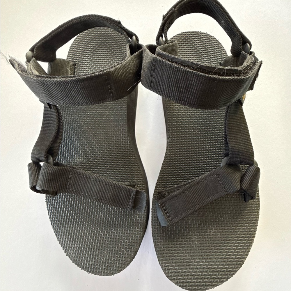 Teva Platform Black Strapped Sandals